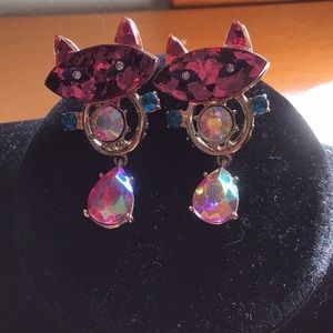Betsy Johnson pink cat earrings